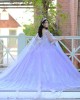 Sleeveless Lilac Quinceanera Dress Metallic Sequin V Neck 15 Dresses