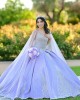 Sleeveless Lilac Quinceanera Dress Metallic Sequin V Neck 15 Dresses