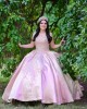 Sleeveless Pink Quince Dresses Lace Appliques Sweetheart Neck 15 Dress