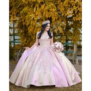 Sleeveless Pink Quince Dresses Lace Appliques Sweetheart Neck 15 Dress