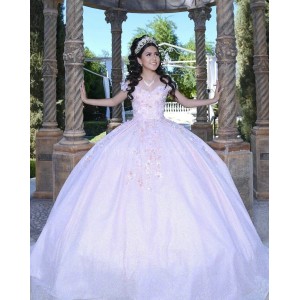 Sleeveless Pink Quince Dresses Lace Appliques V Neck 15 Dress