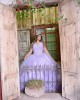 Sleeveless Tiered Lilac Quince Dresses Lace Appliques V Neck 15 Dress