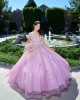 Sweetheart Neck Lilac Quince Dresses Metallic Sequin Off Shoulder 15 Dress