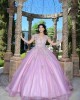 Sweetheart Neck Lilac Quince Dresses Metallic Sequin Off Shoulder 15 Dress