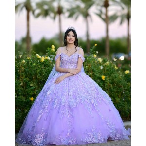 Sweetheart Neck Lilac Quinceanera Dress Metallic Sequin Off Shoulder 15 Dresses