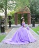 Sweetheart Neck Lilac Quinceanera Dress Metallic Sequin Off Shoulder 15 Dresses