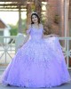 Sweetheart Neck Lilac Quinceanera Dress Metallic Sequin Off Shoulder 15 Dresses