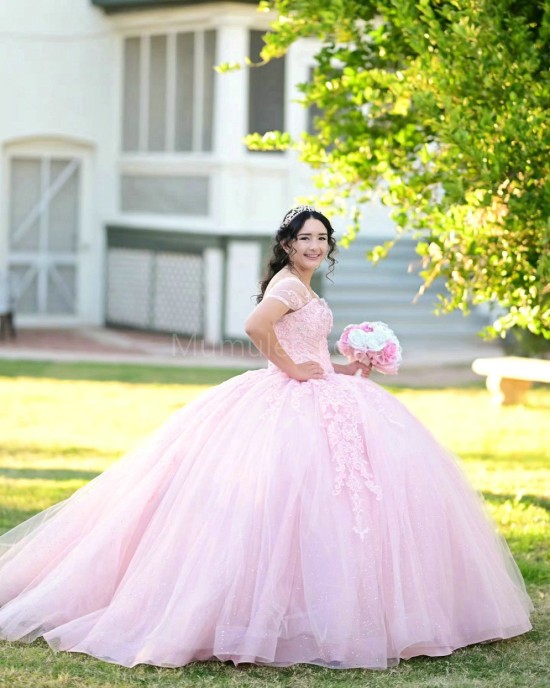 Sweetheart Neck Lilac Quinceanera Dress Sequin Lace Appliques Off Shoulder 15 Dresses