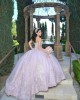 Sweetheart Neck Lilac Quinceanera Dress Sequin Lace Appliques Sleeveless 15 Dresses