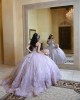 Sweetheart Neck Lilac Quinceanera Dress Sequin Lace Appliques Sleeveless 15 Dresses