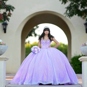 Sweetheart Neck Lilac Quinceanera Dress Sequin Sleeveless 15 Dresses