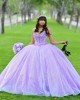 Sweetheart Neck Lilac Quinceanera Dress Sequin Sleeveless 15 Dresses