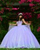 Sweetheart Neck Lilac Quinceanera Dress Sequin Sleeveless 15 Dresses