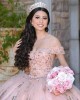 Sweetheart Neck Pink Quince Dresses Metallic Sequin Off Shoulder 15 Dress With 3D Flowers