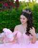 Sweetheart Neck Pink Quinceanera Dress Metallic Sequin Off Shoulder 15 Dresses With Bow