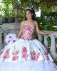 Sweetheart Neck Ruffled White Quinceanera Dress Lace Appliques Sleeveless 15 Dresses