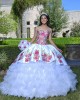 Sweetheart Neck Ruffled White Quinceanera Dress Lace Appliques Sleeveless 15 Dresses