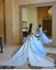 Sweetheart Neck Sky Blue Quinceanera Dress Lace Appliques Off Shoulder 15 Dresses