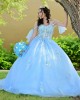 Sweetheart Neck Sky Blue Quinceanera Dress Lace Appliques Sleeveless 15 Dresses