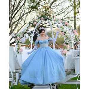 Sweetheart Neck Sky Blue Quinceanera Dress Off Shoulder Metallic Sequin 15 Dresses