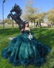 Sweetheart Neck Tiered Emerald Green Quinceanera Dress Off Shoulder 15 Dresses