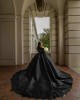 Long Sleeve Black Quinceanera Dresses Lace Appliques Square Collar 15 Dress