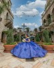 Off Shoulder Blue Quinceanera Dresses Sweetheart Neck Lace Appliques 15 Dress