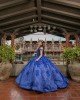 Off Shoulder Blue Quinceanera Dresses Sweetheart Neck Lace Appliques 15 Dress