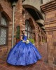 Off Shoulder Blue Quinceanera Dresses Sweetheart Neck Lace Appliques 15 Dress