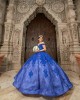 Off Shoulder Blue Quinceanera Dresses Sweetheart Neck Lace Appliques 15 Dress