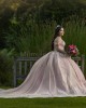 Off Shoulder Pink Quinceanera Dresses Lace Appliques Sweetheart Neck 15 Dress