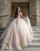 Off Shoulder Pink Quinceanera Dresses Sweetheart Neck 3D Flowers 15 Dress