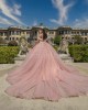 Off Shoulder Pink Quinceanera Dresses Sweetheart Neck Lace Appliques 15 Dress