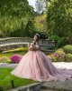 Off Shoulder Pink Quinceanera Dresses Sweetheart Neck Lace Appliques 15 Dress