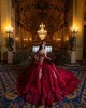 Off Shoulder Red Quinceanera Dresses Lace Appliques Sweetheart Neck 15 Dress