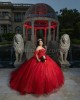 Off Shoulder Red Quinceanera Dresses Lace Appliques Sweetheart Neck Ball Gown 15 Dress