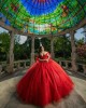 Off Shoulder Red Quinceanera Dresses Lace Appliques Sweetheart Neck Ball Gown 15 Dress