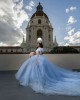 Puff Sleeve Sky Blue Quinceanera Dresses Sweetheart Neck Lace Appliques 15 Dress