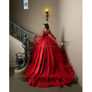 Scoop Neck Red Quinceanera Dresses Lace Appliques Sleeveless 15 Dress