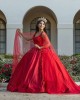 Scoop Neck Red Quinceanera Dresses Lace Appliques Sleeveless 15 Dress