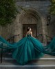 Sleeveless Emerald Green Quinceanera Dresses Lace Appliques V Neck 15 Dress