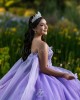 Sleeveless Lilac Quinceanera Dresses Lace Appliques Sweetheart Neck 15 Dress