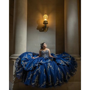 Sleeveless Navy Blue Quinceanera Dresses Sweetheart Neck Lace Appliques 15 Dress