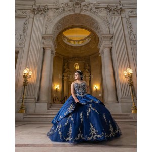 Sleeveless Navy Blue Quinceanera Dresses Sweetheart Neck Lace Appliques 15 Dress