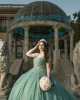 Sleeveless Sage Green Quinceanera Dresses Lace Appliques Square Collar 15 Dress