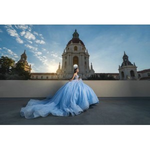 Sleeveless Sky Blue Quinceanera Dresses Sweetheart Neck Lace Appliques 15 Dress