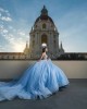 Sleeveless Sky Blue Quinceanera Dresses Sweetheart Neck Lace Appliques 15 Dress