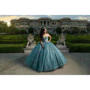 Sleeveless Verdigris Quinceanera Dresses Lace Appliques Sweetheart Neck 15 Dress