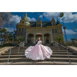 Sweetheart Neck Pink Quinceanera Dresses Off Shoulder 15 Dress With 3D Flowers