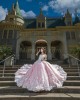 Sweetheart Neck Pink Quinceanera Dresses Off Shoulder 15 Dress With 3D Flowers